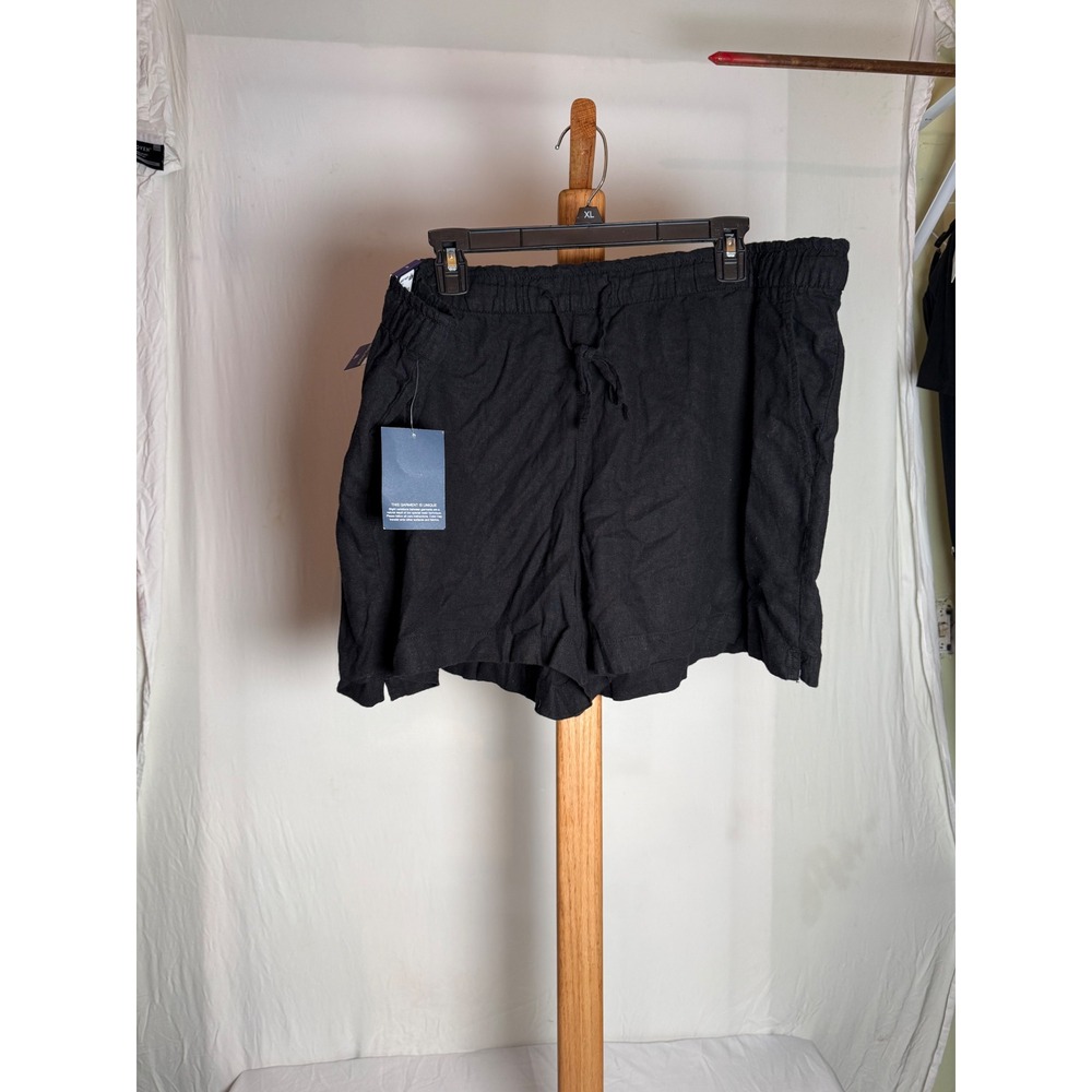 Gap Womens Black Linen Blend Drawstring Shorts XXL GP007935 New